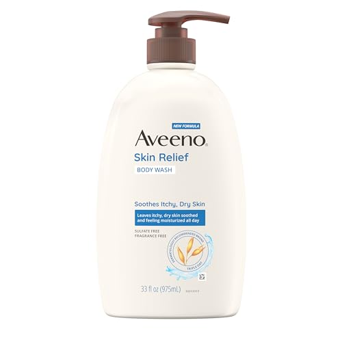 Aveeno Haut Relief Fragrance-Free Body Wash mit Hafer zu Beruhigen trockene juckende Haut, zart, Soap-Free & Dye-Free für empfindliche Haut, 33 fl. oz