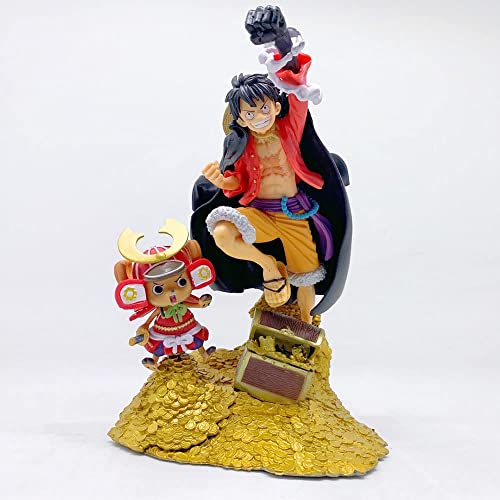 ENFILY One Piece Figuren, Chopper, Ruffy Figur Statue Cartoon Puppe Spielzeug PVC Actionfiguren Puppen Dekorationen Anime Sammlung Ornamente für Anime Fans (Kupfer 7cm) (Set B) (Satz B)