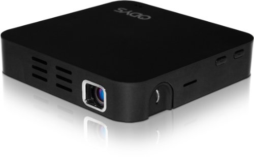 Odys Picto II mini DLP-Projektor mit Lautsprecher und Li-Polymer Akku (WVGA 854 x 480 Pixel, Kontrast 1000:1, 80 ANSI Lumen, HDMI) schwarz