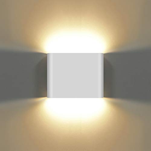 KAWELL 6W Modern Wandlampe LED Wandleuchte Up Down Aluminium Wandbeleuchtung Wasserdicht IP65 Innen Außen für Schlafzimmer Badezimmer Wohnzimmer Flur Treppen Korridor, Weiß 3000K