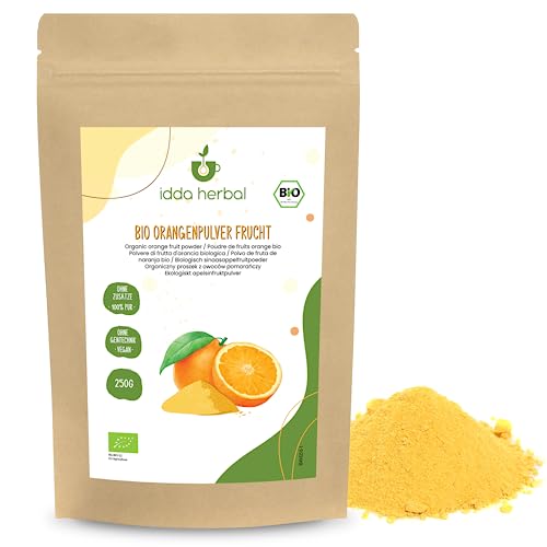 BIO Orangen Pulver (250g), Orangenschale getrocknet, Bio Orangenschale gemahlen, Orange aus kontrolliert biologischem Anbau, Orangenpulver 100% natürlich, ohne Zusätze