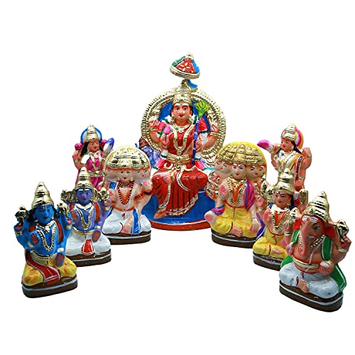 Krisha Krafts Rajarajeswari Lalitamba 9er Set Golu Puppen Set - Kolu Bommai Bommalu Set für Dussera/Navaratri