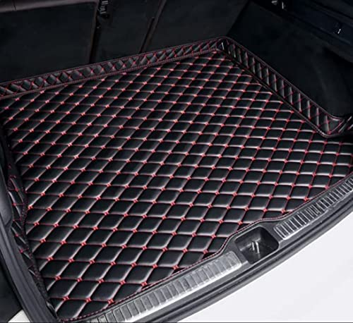 Kofferraummatten für Peugeot 5008 I 2009 2010 2011 2012 2013-2016, rutschfest Kratzfestem Leder Kofferraummatten Kofferraumschutz Autozubehör,- Black red