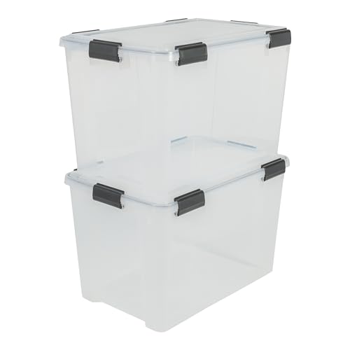 Iris Boxen All-Weather Box, 2er-Set, AT-LD, für herausfordernde Lagerbedingungen, Plastik, transparent, 70 L