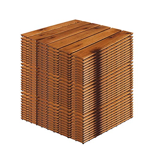 33 Stück Holzfliesen | ca. 3 QM | Akazienholz | FSC®-Zertifiziert | 30x30cm Fliese | Stecksystem individuell zuschneidbar | Modell 2023