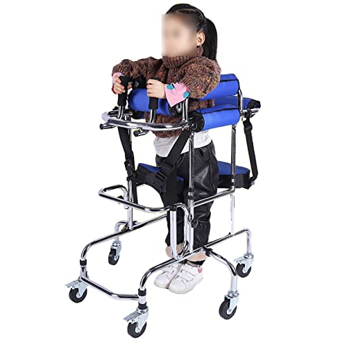 Gehrahmen mit Rädern für Kinder, Pulley Walker Klappbarer Anti-Überroll-Walker Höhenverstellbar für Zerebralparese-Kinder-Rehabilitationstraining