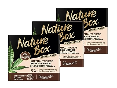 Nature Box Festes Shampoo Kopfhautpflege Hanf (85 g), 3er Pack, 3 x 85 g