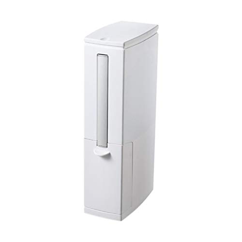 Multifunktionale Gebrochen Abfalleimer Toilettenbürste Set Narrow Abfalleimer mit versteckter WC-Bürstenhalter Mülleimer (Color : Weiß)