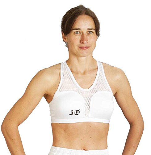 Ju-Sports Brustschutz für Damen Cool Guard komplett - weiß I Brustschutz Kampfsport mit abnehmbaren Hartplastikschalen & Lycra I Angenehm zu tragen I Größe L