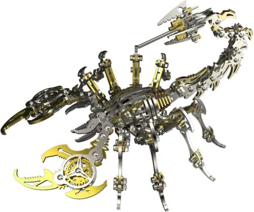 3D Metal Puzzle, 200 Teile Mechanisches Scorpion King 3D Metall Puzzle Modellbausatz, Edelstahl Mechanische Insekten Tier Modell, 3D Puzzle Metall DIY Ornament Geschenke für Erwachsene Kinder (Gelb)