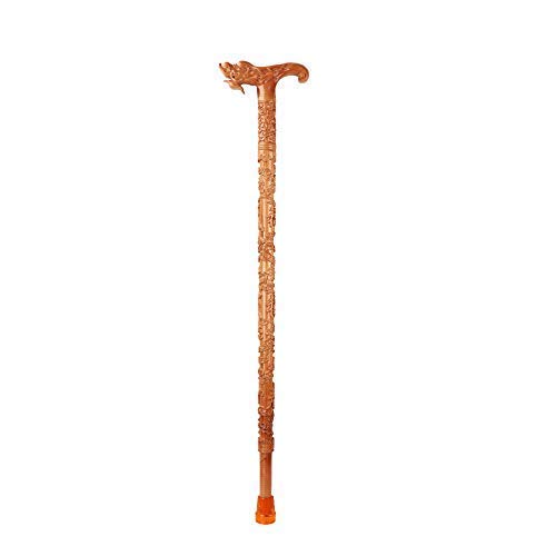 90 cm Massivholz-Gehstöcke, Geschenke mit handgeschnitzten Gehstockkrücken für ältere Menschen, B. Warm Life
