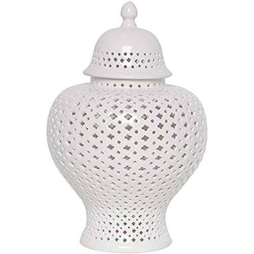 QULONG Europäische keramische keramische einfache weiße hohl Glas, Keramik große vase Ornamente kreative Kunst und Handwerk Wohnzimmer Dekoration zubehör,45x31cm
