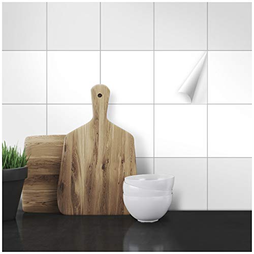 Wandkings Fliesenaufkleber - Wähle eine Farbe & Größe - Weiß Seidenmatt - 15 x 15 cm - 100 Stück für Fliesen in Küche, Bad & mehr