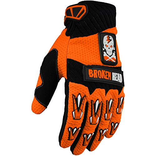 Broken Head MX-Handschuhe Faustschlag - Motorrad-Handschuhe Für Motocross, Enduro, Mountainbike - Orange - Größe XS