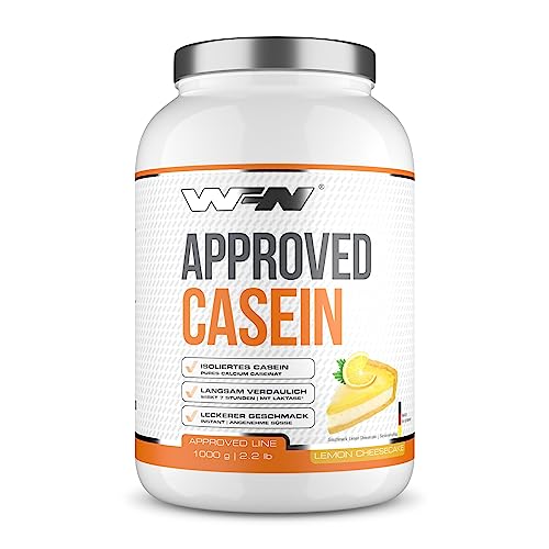 WFN Approved Casein - Casein Proteinpulver - Lemon Cheesecake - 1 kg - Cremiger Casein Protein Shake - Sehr gut lösliches Kasein Eiweißpulver - 33 Portionen - Made in Germany - Extern laborgeprüft
