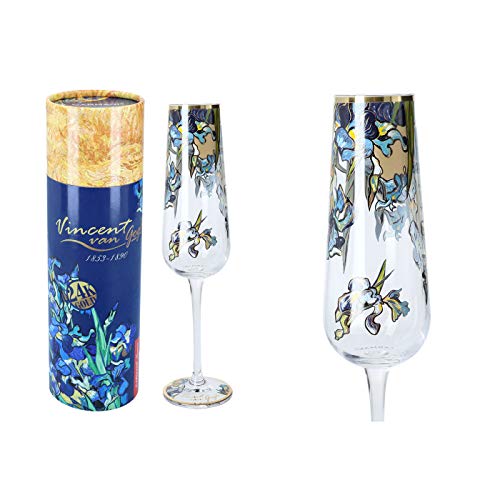 Carmani – Schöne Champagnerflöte mit "Irises" von Vincent van Gogh, 220 ml