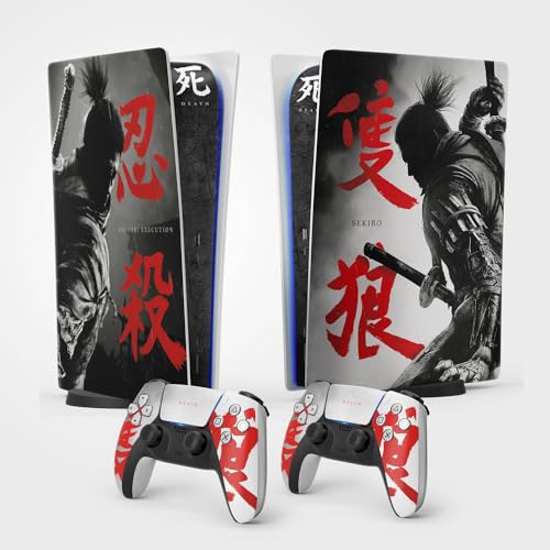 PS5 Samurai Sticker, Aufkleber für Playstation 5, Konsole und Controller, Standard Edition Digital, Shinobi Skin (1 Controller)