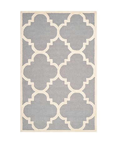Safavieh Strukturierter Teppich, CAM140, Handgetufteter Wolle, Silber / Elfenbein, 160 x 230 cm
