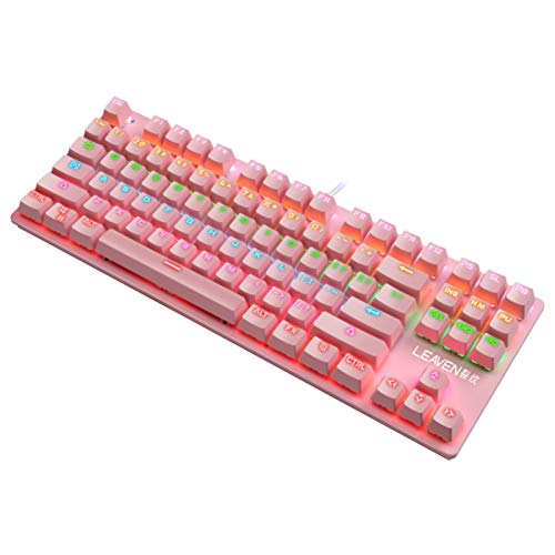 Benoon Ersatz-Tastenkappen für mechanische Gaming-Tastatur, kabelgebunden, 87 Tasten, universelle RGB-Tastenkappe, Abdeckung für mechanische blaue Tasten, Pink