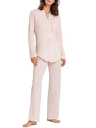 Hanro Damen Cotton Deluxe Pyjama 1/1 Arm Zweiteiliger Schlafanzug, Rosa (Crystal Pink 071334), 40 (Herstellergröße: S)