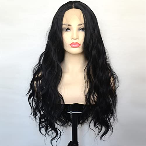 Lace Front Wigs 13X4 Glueless Lace Front Wigs Natural Wave Hair Heat Resistant #1B Black Synthetic Wigs Pre Plucked with Baby Hair Swiss Lace Wigs for Black Women,22 inch
