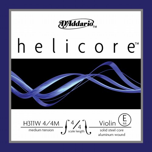 D´Addario Helicore Violin E String, Aluminum Wound,4/4 Scale,Medium Tension, Bulk 10 - Pack,H311W