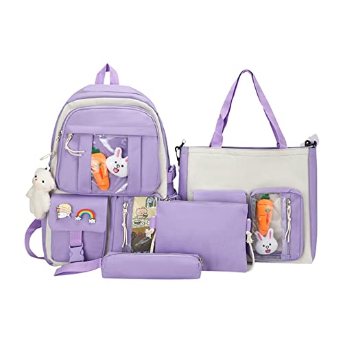 4-teiliges Rucksack-Set – Rucksack mit Stifteetui, Reiserucksäcke, Rucksack für Mädchen, Grundschulmädchen, Schulgeschenke für Mädchen, gut für Wandern und Schule