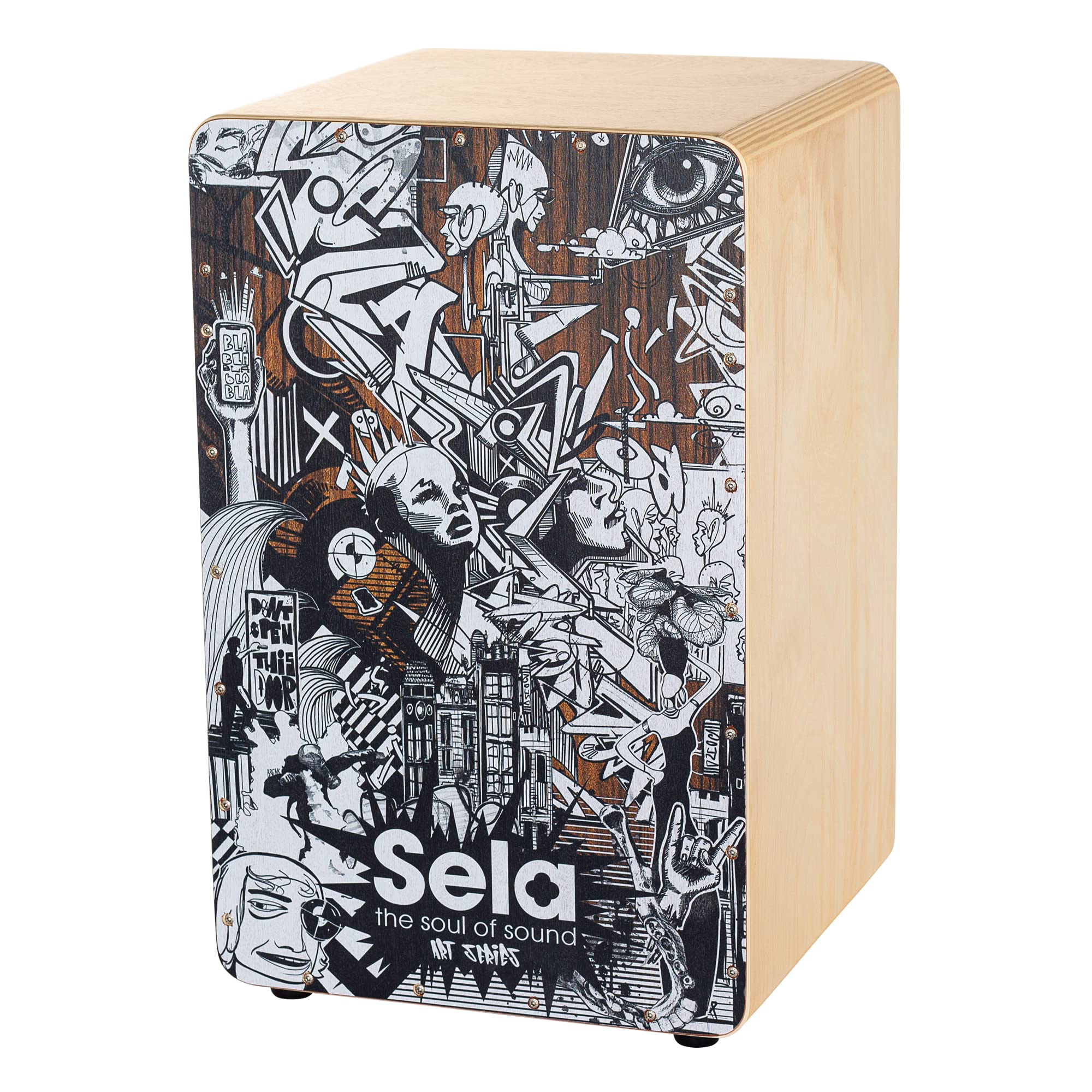 Sela Art Series Cajon Sketch - Design Cajon mit Sela Snare System und Clap-Corners