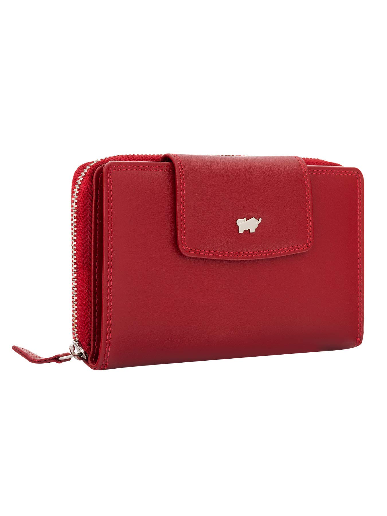 BRAUN BÜFFEL Damen Geldbörse aus echtem Leder Golf 2.0 - mit Reißverschluss - Portemonnaie für Frauen - 15 Kartenfächer - Rot