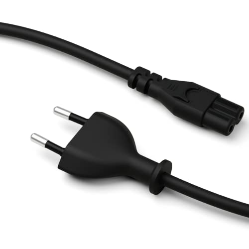Pedestal Power Cable 7,5m (Schwarz) | Stromkabel 2 Polig - TV Kabel Kompatibel mit Playstation und Xbox | Euro Netzkabel für Kaltgeräte | Kaltgerätekabel Fernsehkabel mit Euro Stecker (Euro 8)