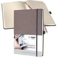 Sigel CO690 Premium Notizbuch, Leder-Look, dotted, ca. A4, taupe, Hardcover, 194 Seiten, Conceptum