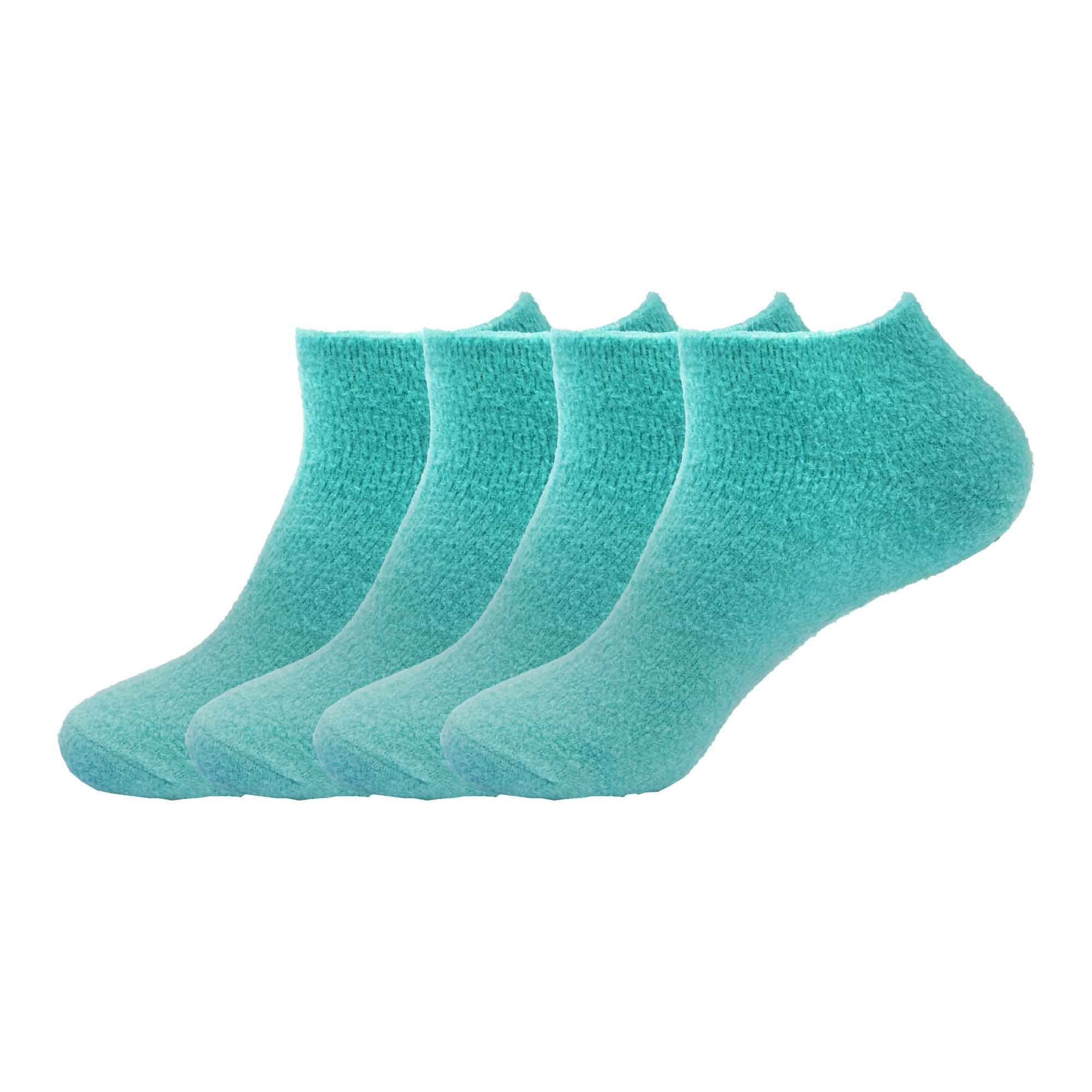 Frauen kleine Super Aloe Infused Fuzzy Nylon Socken (4 Paar) - Solid Aqua