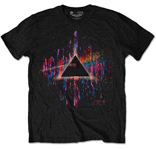 Pink Floyd 'Dark Side of The Moon Pink Splatter' (Black) T-Shirt (Large)