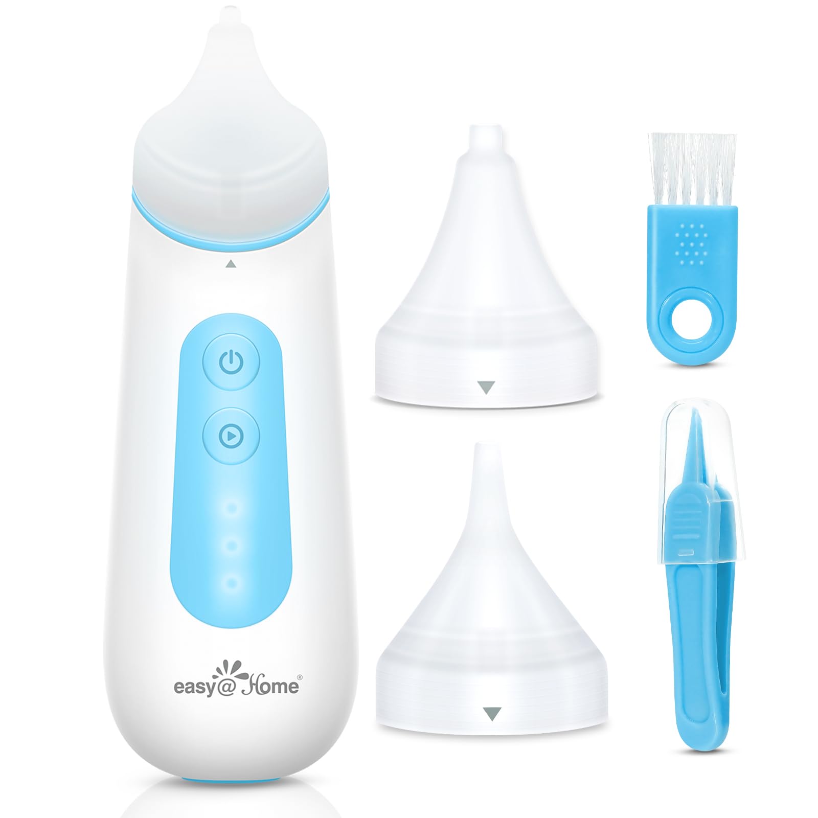 Easy@Home Nasensauger Baby Elektrisch: Nasensauger Staubsauger für baby & kinder Nose Nasal Aspirator Sucker mit 3 Saugstufe & Kieselgel Düse | Automatische Abschaltung | Nachtlicht