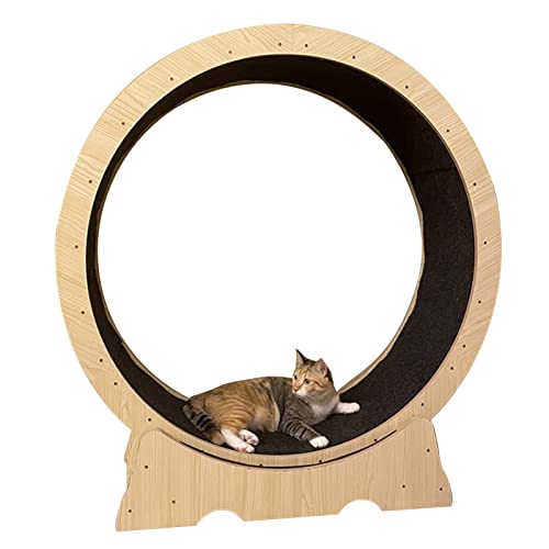 Katzenlaufrad Hochleistungs-Katzenlaufband für Hauskatzen, Silent Cat Laufradtrainer mit Holzmaserung, Katzenlaufradspielzeug für Große Ausgewachsene Katzen/Kätzchen ( Size : 70cm/27.6" )