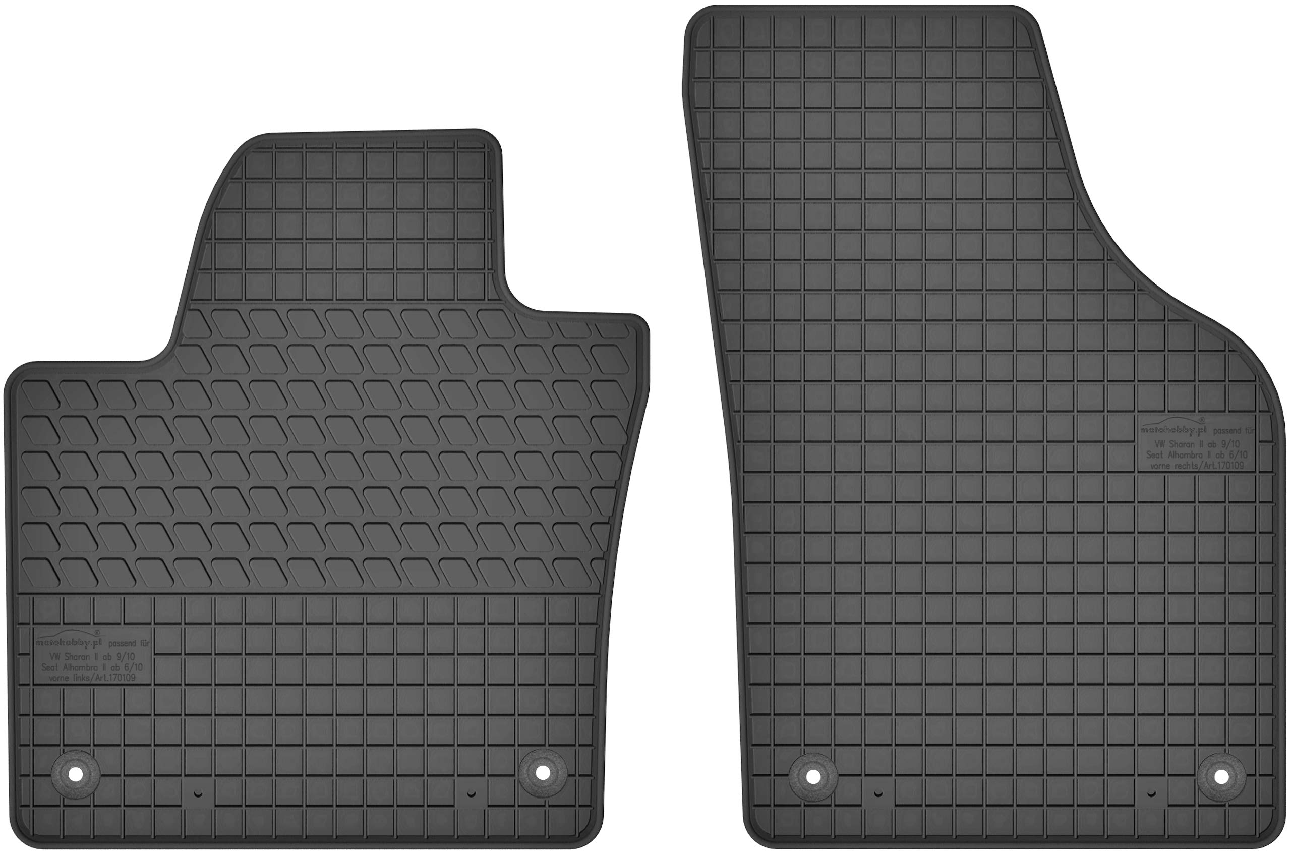 Gummimatten Vorne Gummi Fußmatten Satz für Seat Alhambra II/VW Volkswagen Sharan II (ab 2010) - 2-teilig - Passgenau