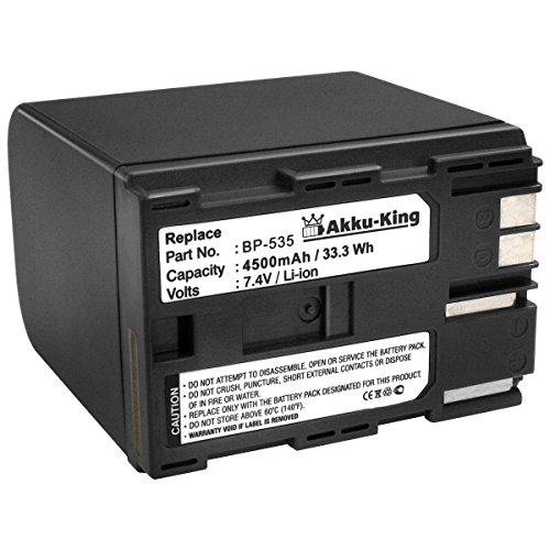 Akku-King Akku kompatibel mit Canon BP-535 - Li-Ion 4500mAh - für DM-MV100X, DM-MV100Xi, DM-MV30, DM-MV400, DM-MV430, DM-MV450, DM-MVX1i, FV10, FV100, FV20