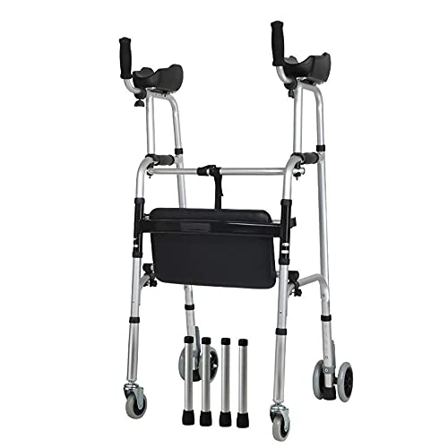 Rollstuhl-Gehhilfe, faltbar, für das Training der unteren Gliedmaßen, zu Hause, Aluminium-Gehhilfe, Gehhilfe für ältere Menschen, Armstütze, vierbeinige Gehhilfe, rutschfester Gehs