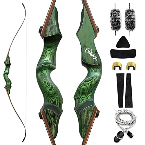 OUBOTER Black Hunter Takedown Recurve Bogen 60 Zoll Jagdbogen Erwachsene Sportbogen 20-60lbs Traditionell Holzbogen Für Rechtshand Die Jagd Zielschießen (20LBS)