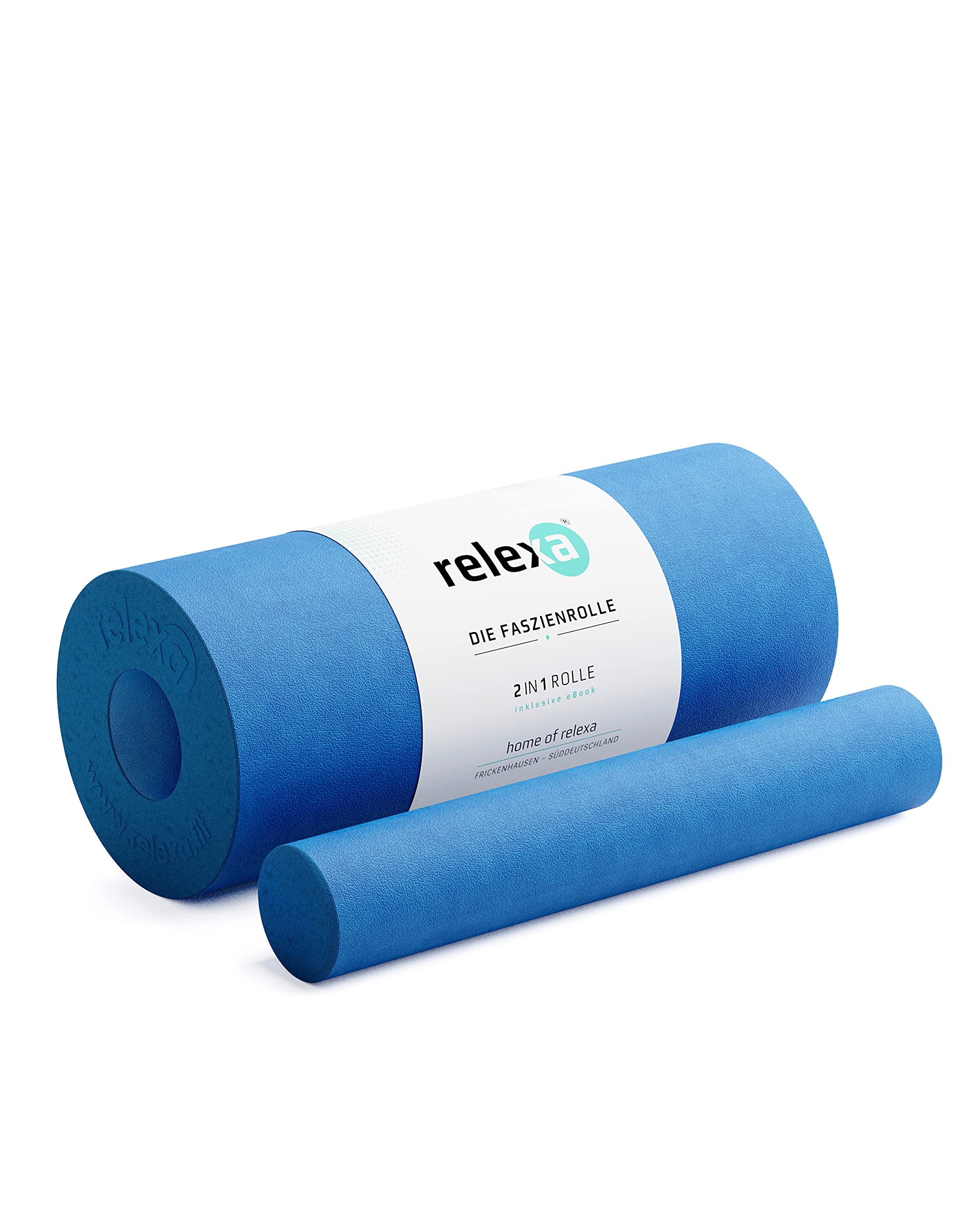 relexa 2in1 Faszienrolle, 2-teiliges Selbstmassagegerät mit herausnehmbarem Kern, mittlere Härte, Ganzkörper Foam Roller, inkl. Faszien-eBook, 35 x 14 cm (L x Ø), in versch. Farben (blau)