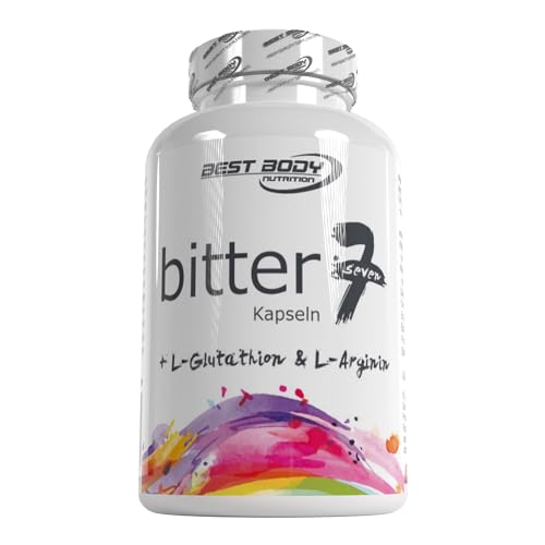 Best Body Nutrition Bitter 7 Bitterstoffkapseln, mit Pflanzenstoffen, L-Arginin und L-Glutathion, vegan, 100 Stück Dose (125,9 g)