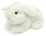 Uni-Toys - Löwenkopf-Kaninchen mit hängenden Ohren - liegend - weiß - 23 cm (Länge) - Plüsch-Hase - Plüschtier, Kuscheltier