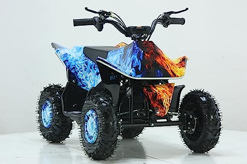 KXD ATV M2 E Elektrostart bürstenlos 500 WATT 25 Km/h 36 Volt Quad Mini ATV Miniquad Kinderquad Kinder Enduro Pocketquad Design Feuer