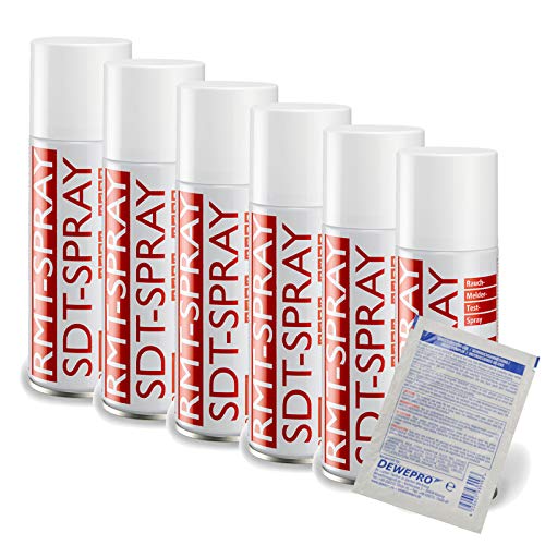 RMT Spray - VPE: 6 x 200ml Spraydose - Rauchmelder-Test-Spray - ITW Cramolin - 1391411 - Testspray für Rauchmelder zur Testauslösung inkl. 1 St. DEWEPRO® SingleScrubs