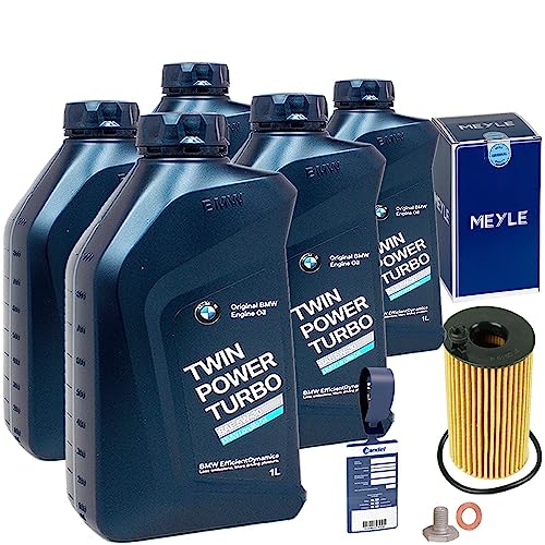 Inspektionspaket Ölwechsel Set Meyle Ölfilter + 5l Motoröl 5W-30 passend für 3er E90-93 F30 1er F20 F21 passend