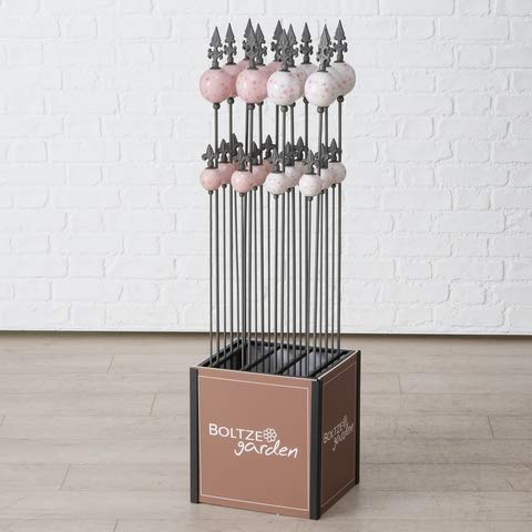 Gartenstab Eisen mit Kugel weiß oder rosa H 80-108 cm 2er Set