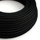 creative cables Textilkabel rund, schwarz mit Seideneffekt, RM04-10 Meter, 3x0.75