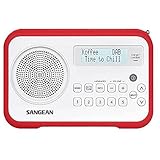 Sangean DPR 67 DAB+ UKW Tragbares Radio, Tischenradio, Digitalradio Weiß/Rot