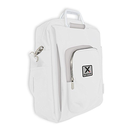 Approx Toploader Tasche aus Nylon mit Mehreren Reißverschlussfächern für Laptops mit 15,6 Zoll (39,6 cm), Weiß/Grau