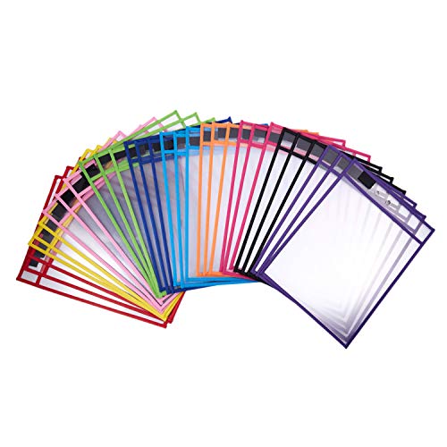 30 Stück trocken abwischbare PVC transparent genäht trocken abwischbar Datei Tasche wiederverwendbar trocken abwischbar